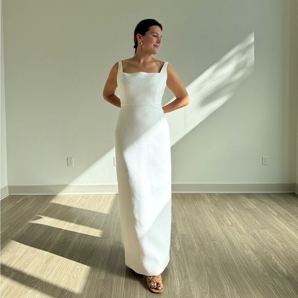 Emilia Wickstead Bridal Cloque Column Wedding Gown UK18 US14 NWT Retail $4200 - Picture 2 of 15